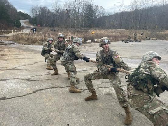 Cadets participating in tug of war